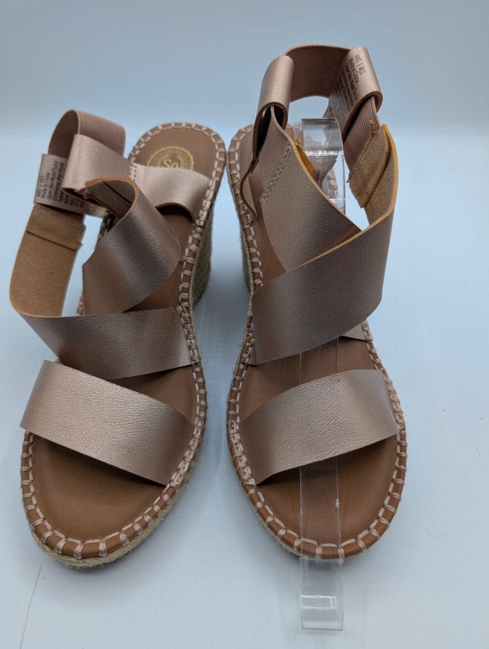 SO Metallic Rose Gold Wedge Sandals Size 9